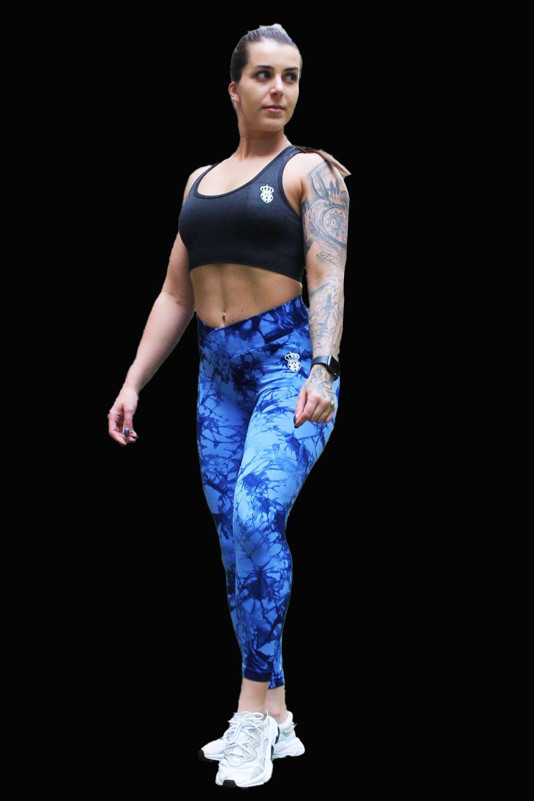 LBR Seamless V Waisted Tie Dye Gym 'Scrunch Bum' Gym Leggings - Blue