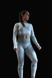 LBR Snake Skin - Sports Long Sleeve Top & Leggings - Green