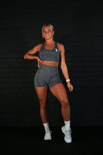 Load image into Gallery viewer, Graphite Sports Bra &amp; Shorts Set
